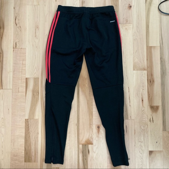 Adidas Track Pants, black with pink/orange stripes/logo, size woman’s small - Picture 2 of 3
